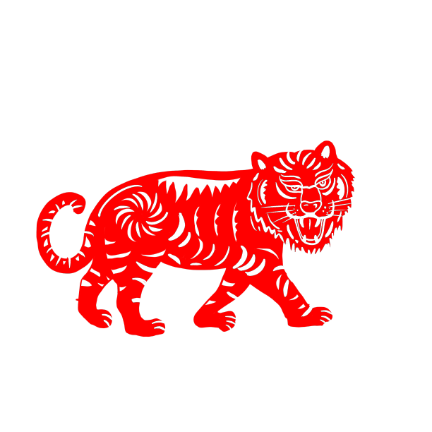 新年红色剪纸老虎图片下载