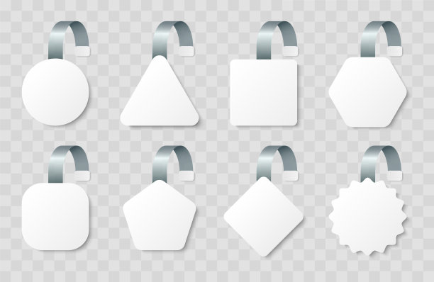 广告梅花头标签。白色摇摆模板。超市货架价格标签或销售点标签。空的3d促销标签。折扣塑料标签。矢量插图。图片下载