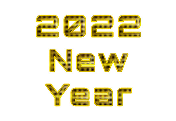 穿孔的黄金金属号码2022新年图片下载