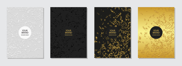 封面设计。几何3 d模式。压花金，白色，黑色背景。向量抽象垃圾收藏。垂直模板。图片下载
