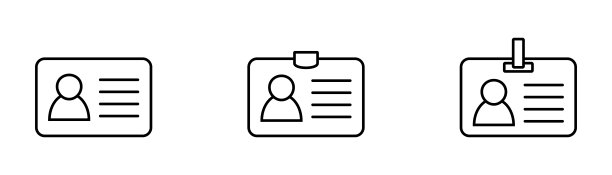 身份证图标收集。员工工作证、驾照、身份证、员工身份证符号。网站及手机app设计。图片下载