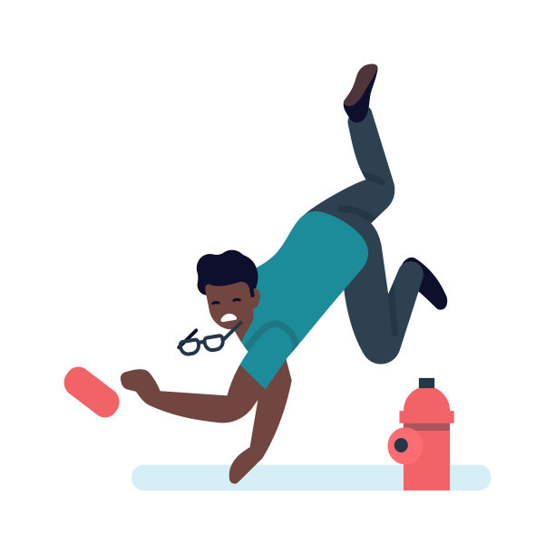 有人滑倒，消防栓漏水。不注意概念图片下载