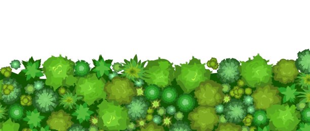 美丽的夏日风景，树木环绕。从以上观点。平面风格的插图。从上面的场景。茂密森林的边缘。vCartoon设计。向量。图片下载