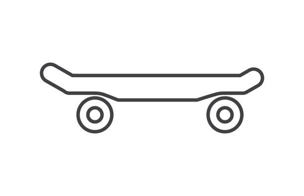 轮滑板薄图标在白色背景图片下载