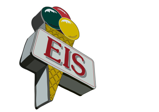 3D插图，50年代标志。三勺美味的冰淇淋图片下载