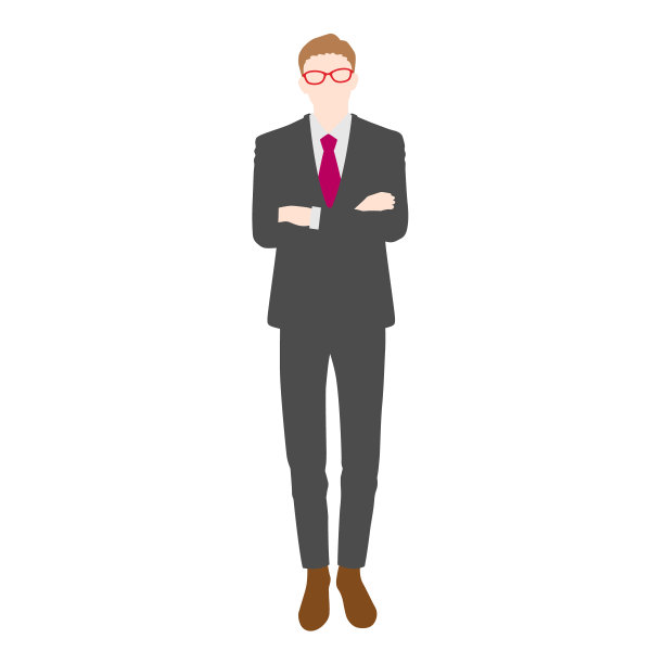 商人双臂交叉的插图(白色背景，矢量，裁剪)图片下载