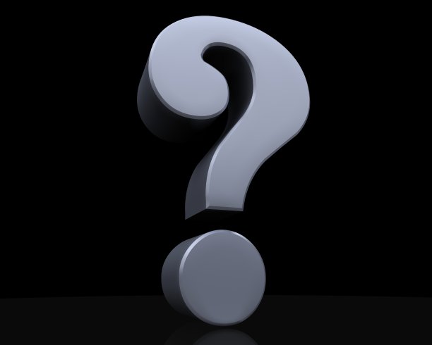 问号银灰色孤立在黑色上图片下载