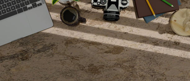 现代复古大理石办公桌与办公用品复印空间。图片下载