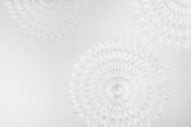 圆形纸雕刻白色扇子作为抽象的背景，简约的风格。图片下载