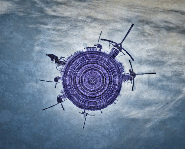 圆形的荷兰自行车风车图片下载