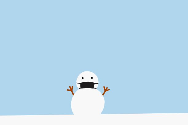 圣诞快乐雪人在冬季面具病毒图片下载