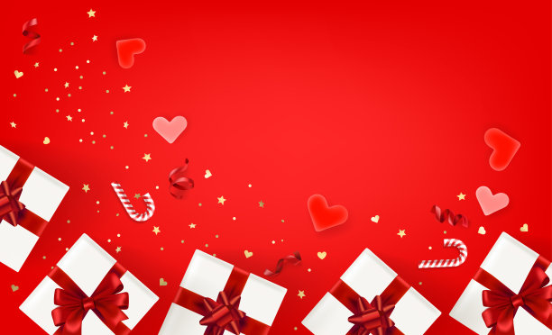 情人节的装饰品放在桌子上。3d矢量横幅与复制空间图片下载