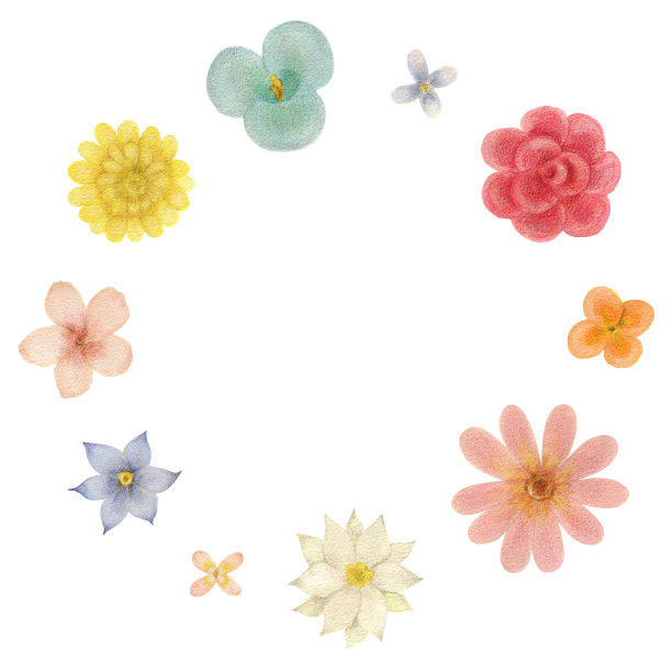 粉彩彩色软水彩花框架材料集图片下载