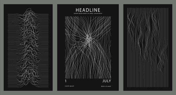 抽象海报与光模式在一个黑色的背景。图片下载