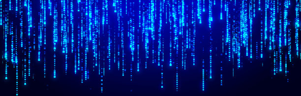 网络空间里有蓝色的数字下降线。网络空间的几何流动。高速度。大数据连接。3 d渲染。图片下载