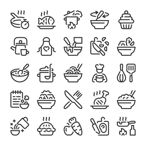 烹饪和食物图标设置图片下载
