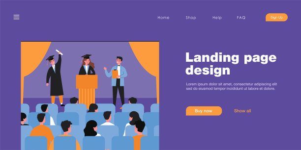 毕业典礼平面矢量插图图片下载