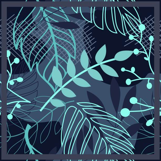 设计头巾或围巾主题与抽象的叶子图案图片下载