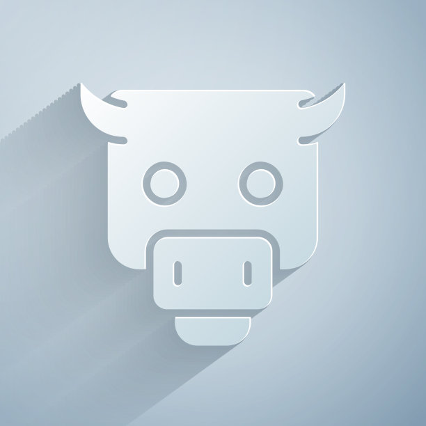 剪纸牛市图标孤立灰色图片下载