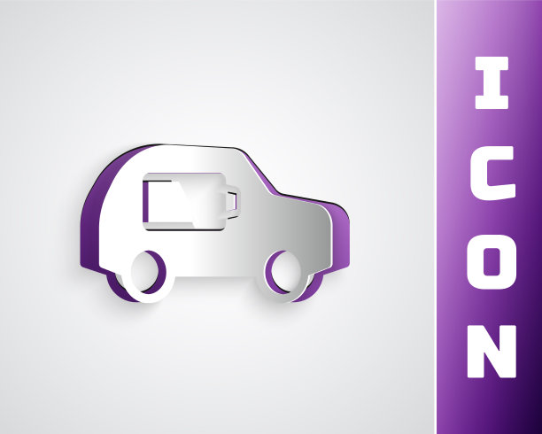 剪纸电动汽车和电线插头图片下载