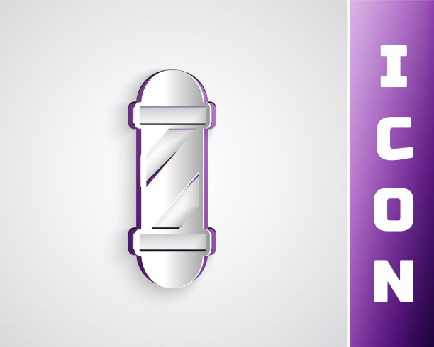 剪纸经典理发店杆图标孤立图片下载