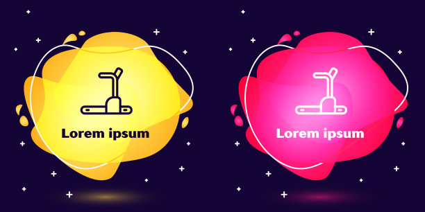 设置直线跑步机图标孤立在蓝色图片下载