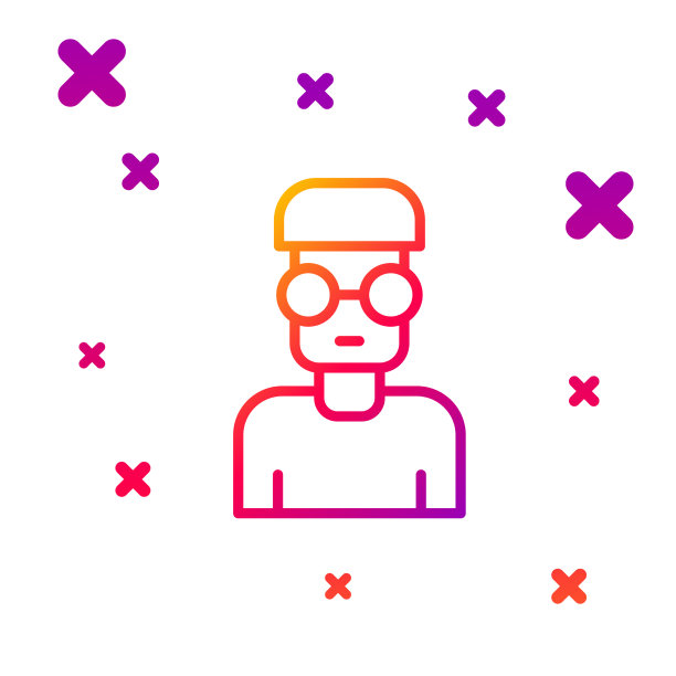 彩色线书呆子极客图标孤立在白色图片下载