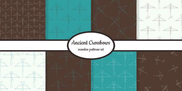 收集无缝图案与古代十字弓图片下载