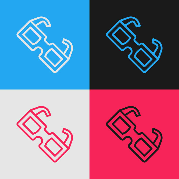 波普艺术线条眼镜图标孤立的颜色图片下载