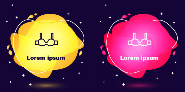 设置线胸罩图标孤立在蓝色背景上图片下载