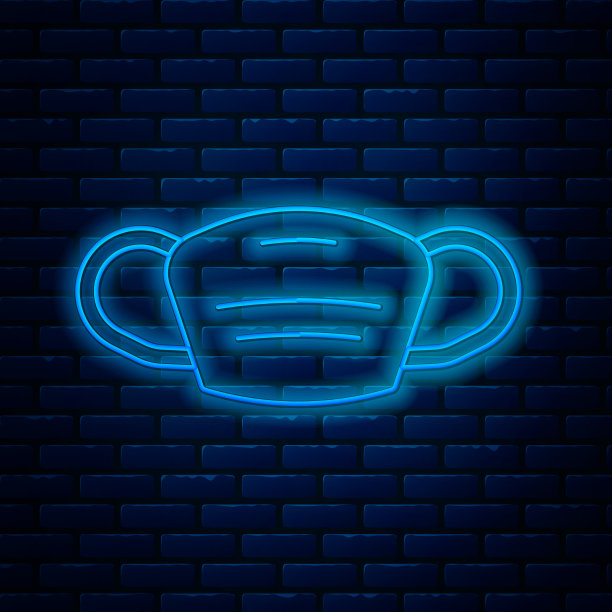 发光霓虹线医疗防护口罩图标图片下载