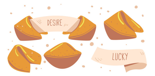 一套里面有祝福的中国幸运饼干。新年祝福语，亚洲烘焙图片下载