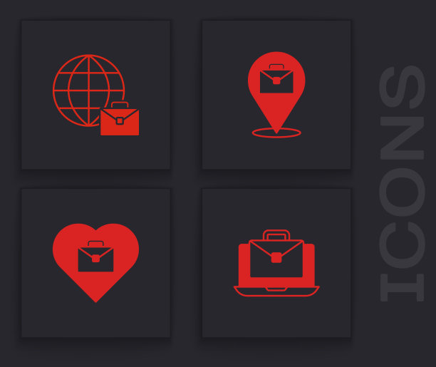 设置在线工作和心与文本图标图片下载