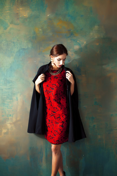 美丽富有的黑发女人在豪华的内饰，穿着时尚的衣服，生活方式相当真实的人的概念图片下载