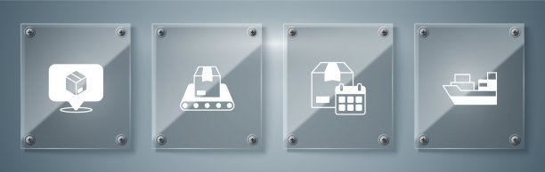 用纸箱装货轮运送纸板图片下载