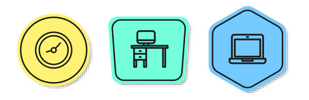 设置行钟、电脑、显示器和办公桌图片下载