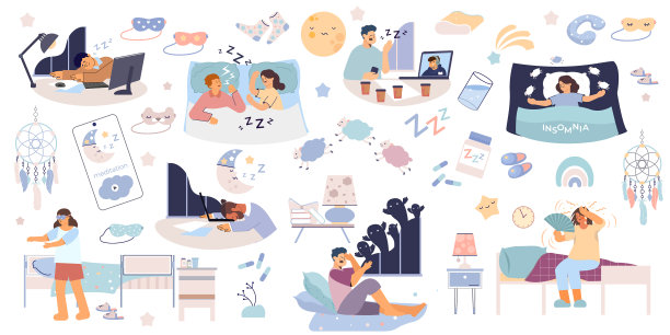 睡眠障碍图标集图片下载