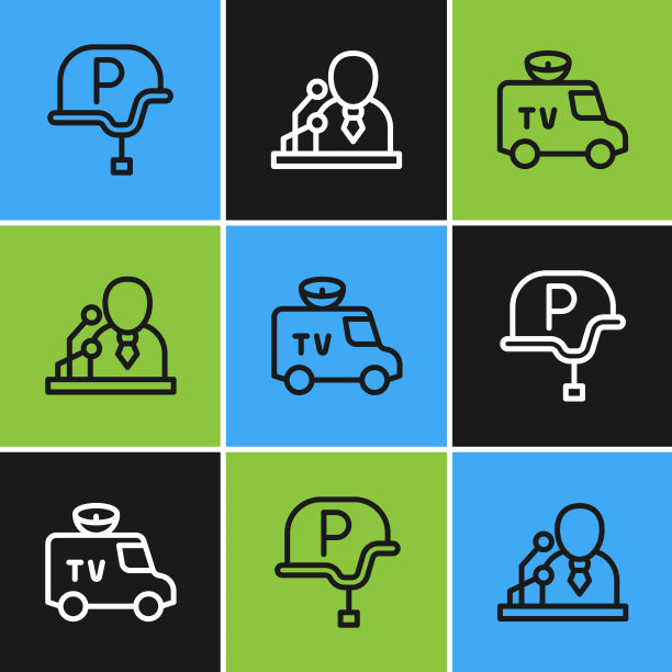 设线战地记者电视新闻车和breaking图片下载