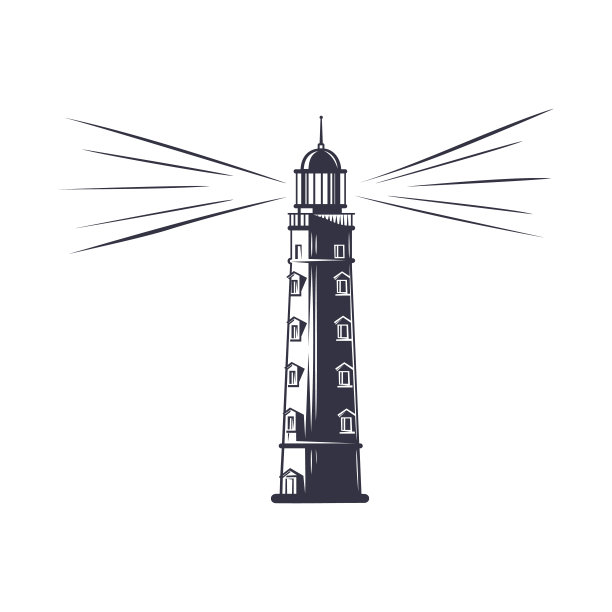 灯塔标志或标签。图片下载