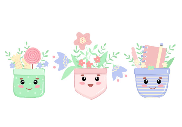 带眼睛的有趣口袋。一套可爱的可爱的东西。图片下载