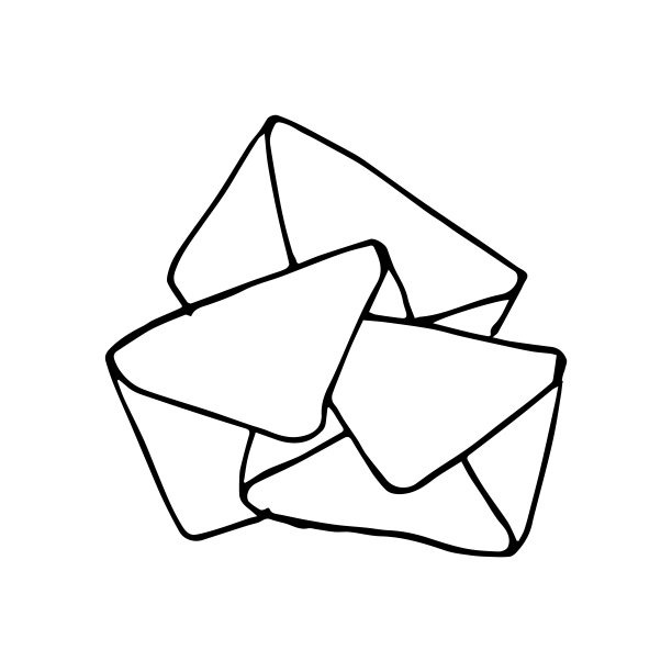 邮件图标，堆叠封闭信封，电子邮件符号。素描的信图片下载