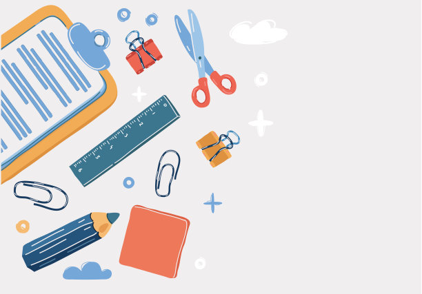 办公用品背面的矢量插图。图片下载