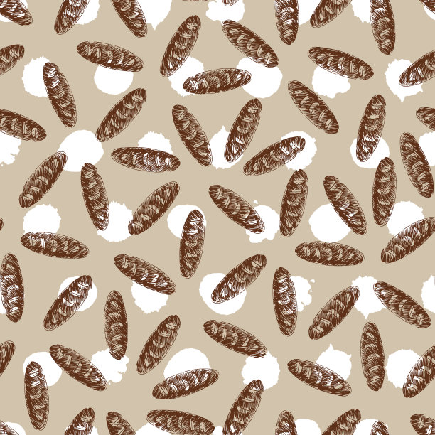 矢量米色黑板风格手绘男中音法棍面包无缝重复模式。适用于纺织品，咖啡厅菜单设计和壁纸。图片下载