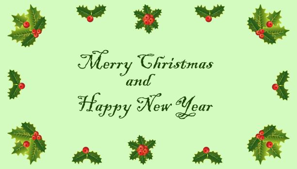 圣诞快乐，新年快乐，有冬青的卡片。图片下载