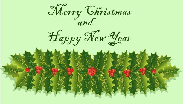 圣诞快乐，新年快乐，有冬青的卡片。图片下载