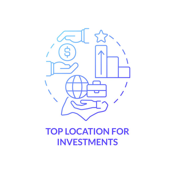 投资蓝色渐变概念图标的顶部位置图片下载