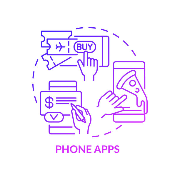 手机应用程序紫色渐变概念图标图片下载