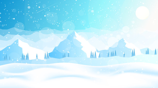 冬天的风景。山上的雪。探索自然、探索自然、观察自然的旅游理念。徒步旅游。冒险。极简多边形平面设计平面海报。自然的插图图片下载