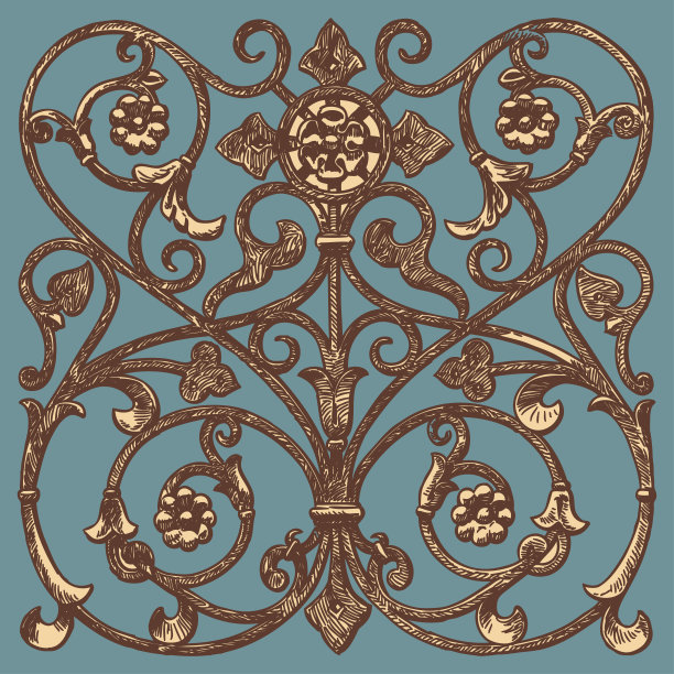 新艺术风格的复古篱笆装饰建筑细节矢量图图片下载