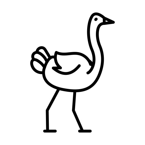 鸵鸟轮廓图标动物向量图片下载